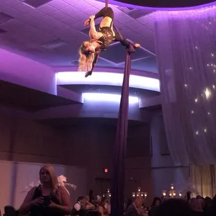 Aerialist Kat Boston of Rebel Aerial flying for The Glow Gala
