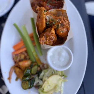 Buffalo and bulgogi chicken wings!!! It's so good !