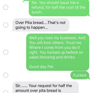 I couldn't serve them other food he made.  So I went and ordered from EZ Caterstheyguarantee their work.  Pat doesn't.