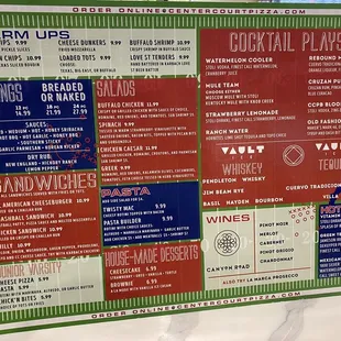 Center Court warm-up menu