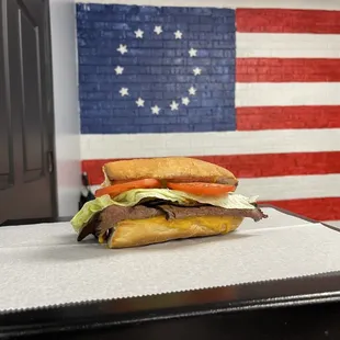 Lidzilla  Roast beef Sharp cheese brown mustard lettuce tomato Served hot or cold