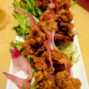 Chicken livers. Not everyone's cup of tea but I really enjoy them here