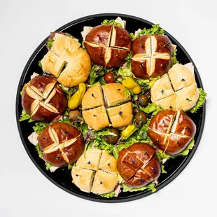 a platter of sandwiches