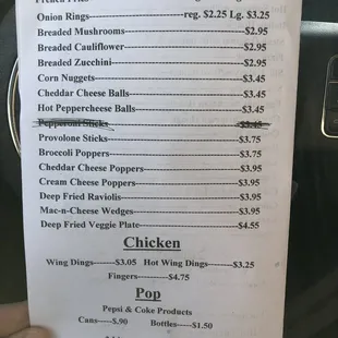 a menu for the side of a car