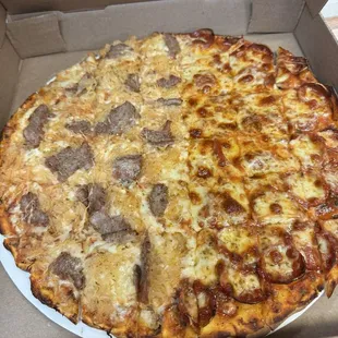 Half sauerkraut half pepperoni as recommended by locals, delicious