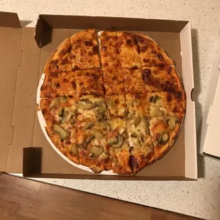 Medium half cheese half mushroom