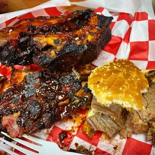 again I forgot to take the pic before eating it  , but the ribs were awesome and the brisket was  tasty!