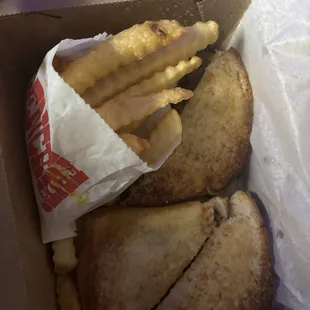 Cheeseburger plate on toast meal