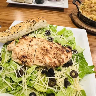 Classic Chicken Caesar Salad. Added olives