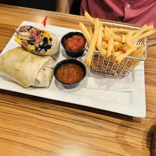 Santa Fe Steak Wrap. He loved it! Steak cooked perfectly at medium.