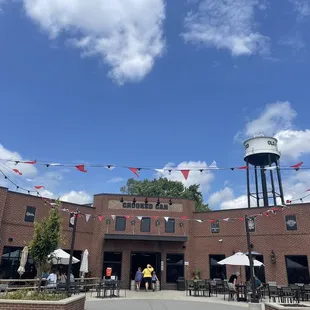 a water tower in the background