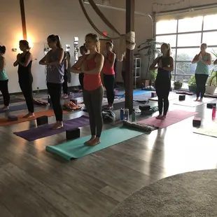 Our studio is full of natural light--on nice days we can even open the door to the courtyard!