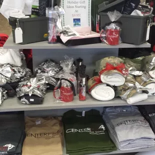 Xmas grab bags, shirts, hats.