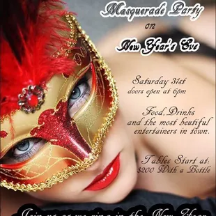 Book your Table as we ring in the New Year! With our Masquerade Party! Call us now