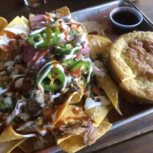 Half Order of Pork Nachos &amp; a side of Cornbread