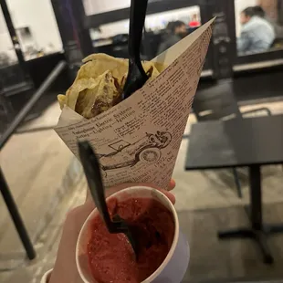 Cinnamon Nutella crepe and strawberry hibiscus gelato