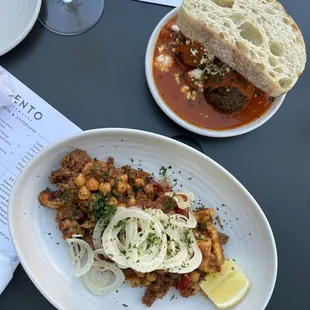 Grilled octopus, Lamb Meatballs