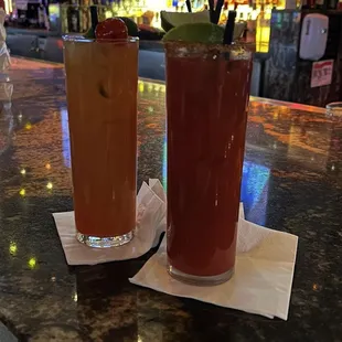 Bloody Mary and tequila sunrise