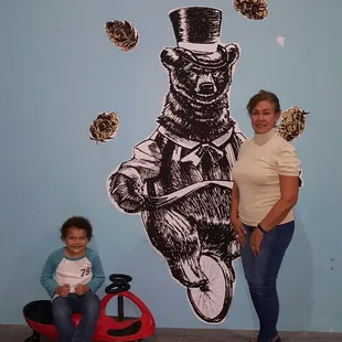 Grandma and grandson with bear!