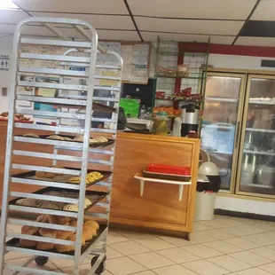 a spiral staircase in a bakery