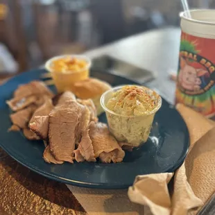 Brisket plate with Mac N&apos; Cheese &amp; Potato Salad
