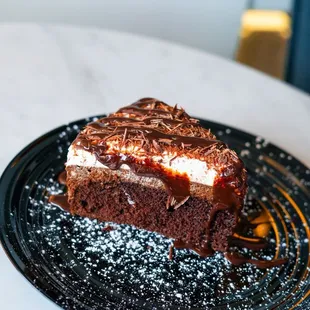 Chocolate Mousse Cake with chocolate drizzle