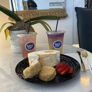 Pink poppy lotus energy, Butterfly Pea Flower Mint lavender lemonade, Brazo de Mercedes, Silvanas