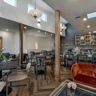 a dining room and bar
