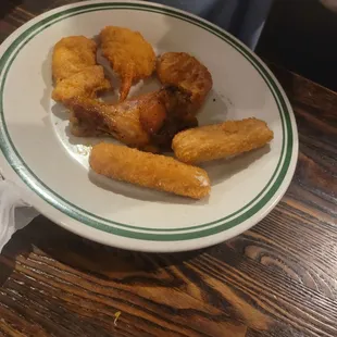 One of my 8 year old son's many plates lol. He ate dessert,  2 steaks &amp; shrimp also