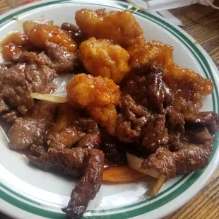 A sampling of several food items off the buffet