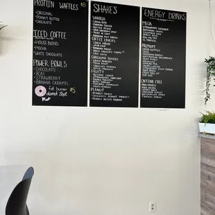 menus on the wall