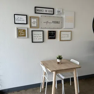 a small table and chairs