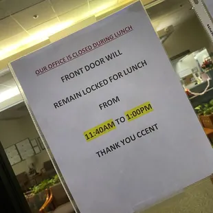 Closed for lunch...