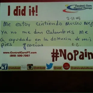 Hablamos espanol si tienen adolencia en cual quier parte del cuerpo oh accidente aceptamos la mayoria de aseguranzas