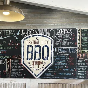 a menu on the wall
