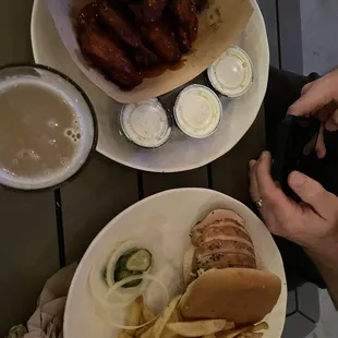 Chicken sandwich with wings