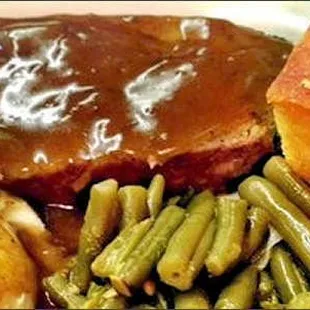Central city cafe meatloaf plate.