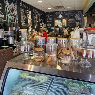 coffee and pastries on display