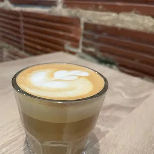 Cortado for here, $3