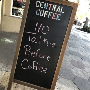No talkie before coffee