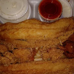 Sand dab Fish and Shrimp