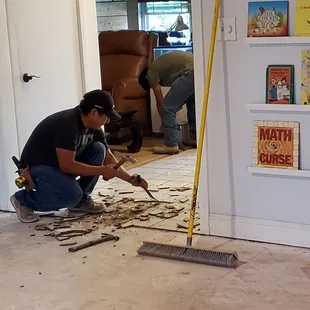Removing old tile from front door entryway