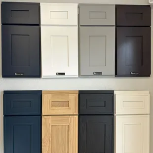 a variety of kitchen cabinets