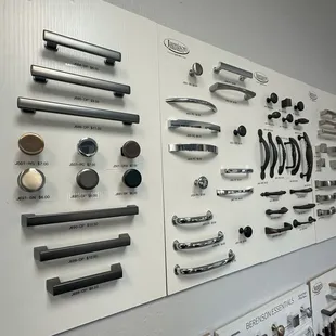 a variety of handles and knobs