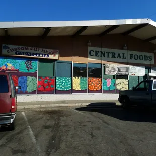 Hand painted murals on the windows.  I appreciate the human and artistic touch.