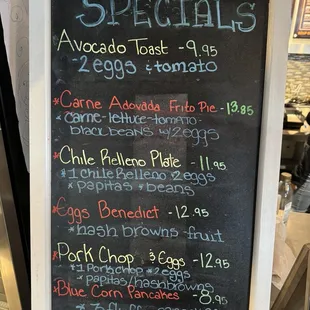 Specials board.