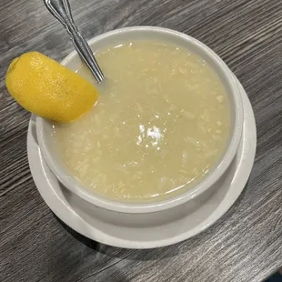 Traditional chicken lemon soup