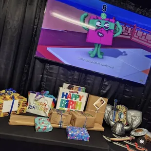 a variety of presents on a table