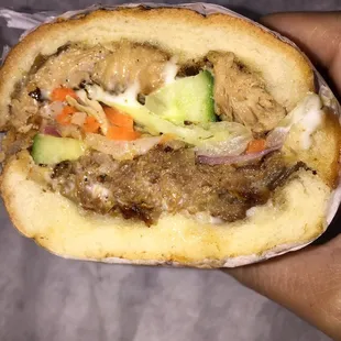 Pork sandwich. Yummy, but it's not the French baguette and came with mayo, no pate