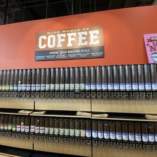 a variety of coffee products on display